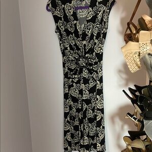 Elegant Black and Cream Floral Dress
